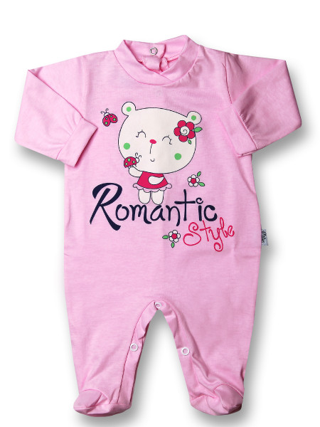 Tutina neonata romantic style in cotone  Rosa Taglia 6-9 mesi