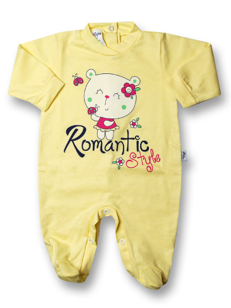 Tutina neonata romantic style in cotone  Giallo Taglia 3-6 mesi