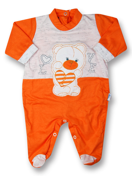 Tutina neonato cotone Teddy love  Arancio Taglia 3-6 mesi