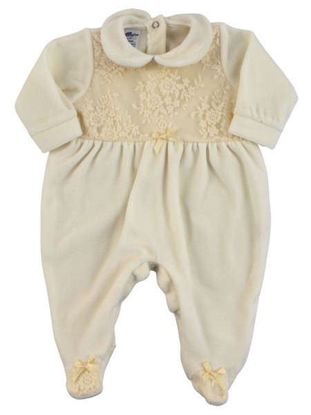 Elegante tutina in ciniglia con piedini per neonato da 0 a 18 mesi