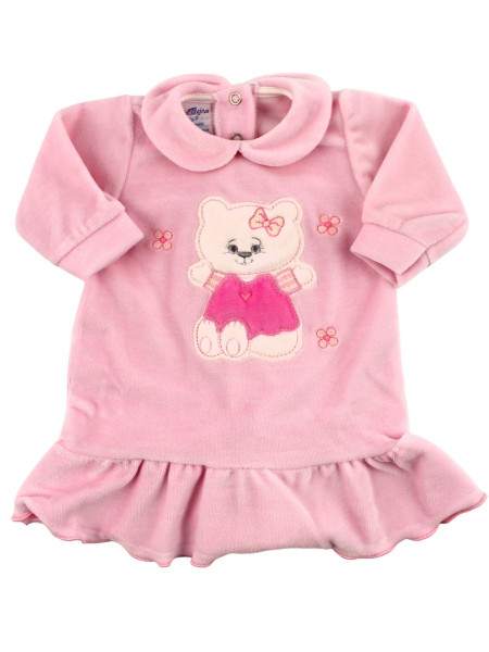 vestitino neonata in ciniglia con balza. Ciao kitty Rosa Taglia 6-9 mesi