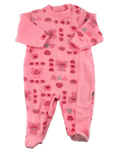 pigiama neonato in velour misto cotone. Caldo Pigiamone Fucsia taglia 18-24 mesi