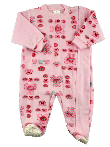 pigiama neonato in velour misto cotone. Caldo Pigiamone Rosa taglia 24-36 mesi