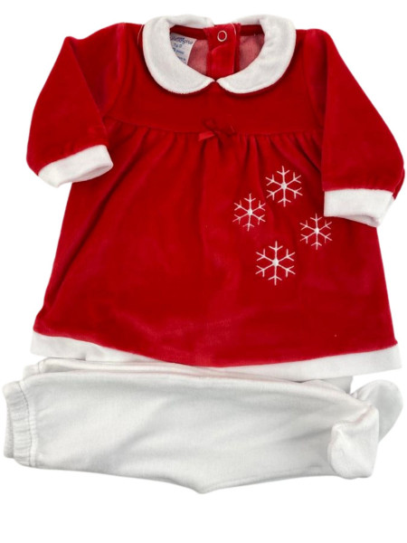 vestitino neonata in ciniglia #colore# natalizio Rosso Taglia 0-3 mesi